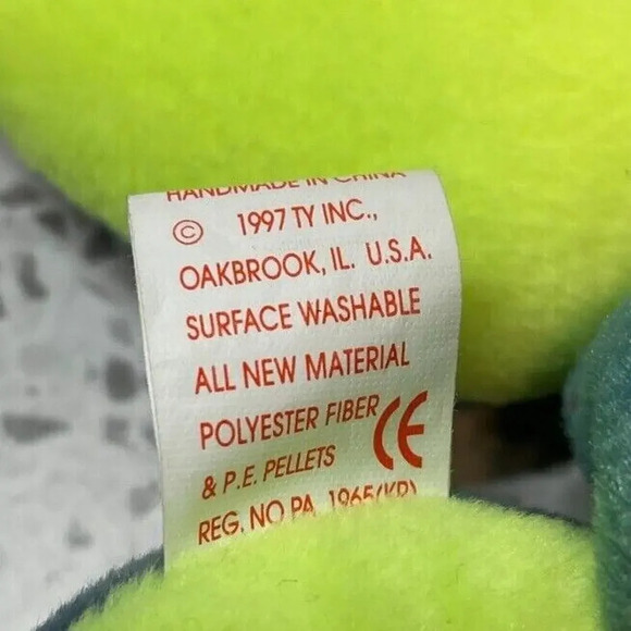 TY Hissy Blue Green Snake Beanie Baby w/ Several Rare Errors, 1997 - Picture 4 of 6